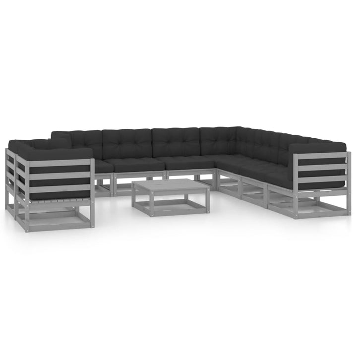 Vixl Set Mobilier Grădină Cu Perne, 10 Piese, , Lemn Masiv Pin