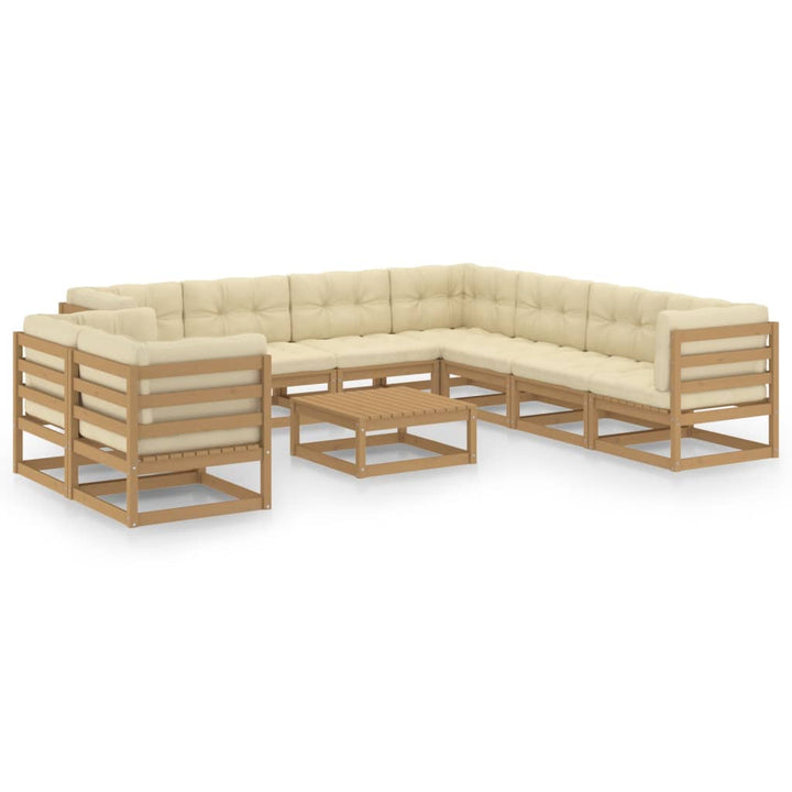 Vixl Set Mobilier Grădină Cu Perne, 10 Piese, , Lemn Masiv Pin