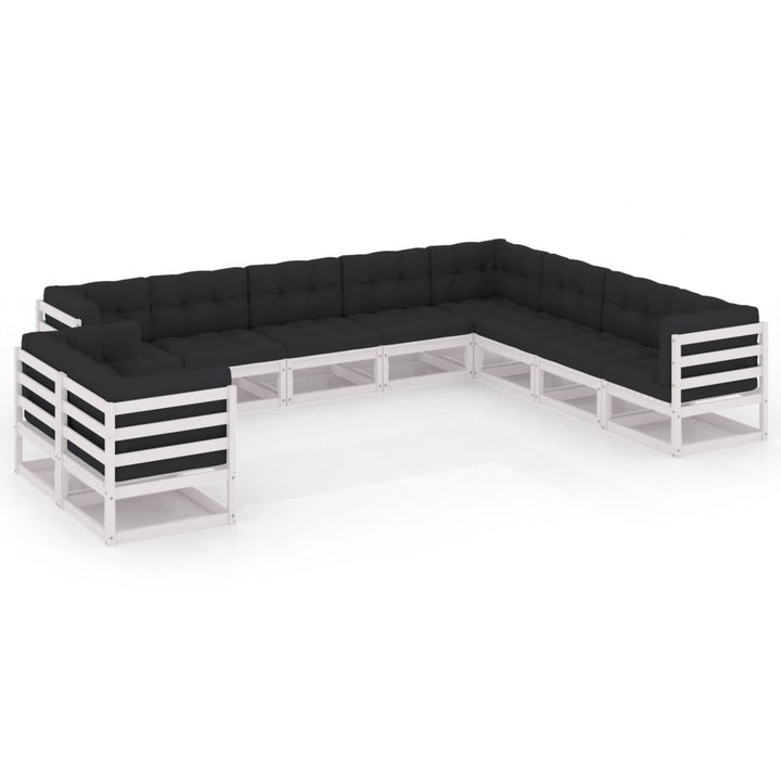 Vixl Set Șezlonguri Grădină Cu Perne, 10 Piese, , Lemn Masiv Pin