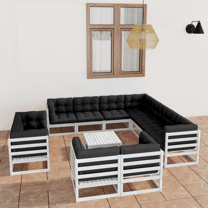 Vixl Set Mobilier Grădină&Perne 12 Piese Lemn Masiv Pin