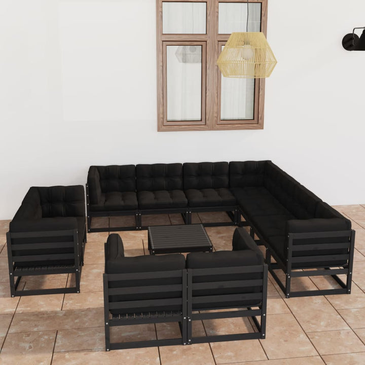 Vixl Set Mobilier Grădină&Perne 12 Piese Lemn Masiv Pin