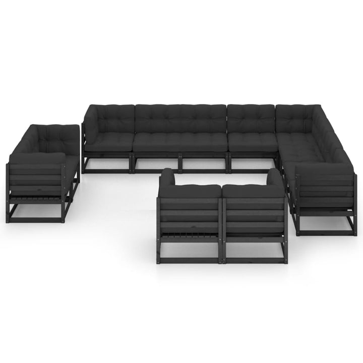 Vixl Set Mobilier Grădină Cu Perne, 12 Piese, , Lemn Masiv Pin