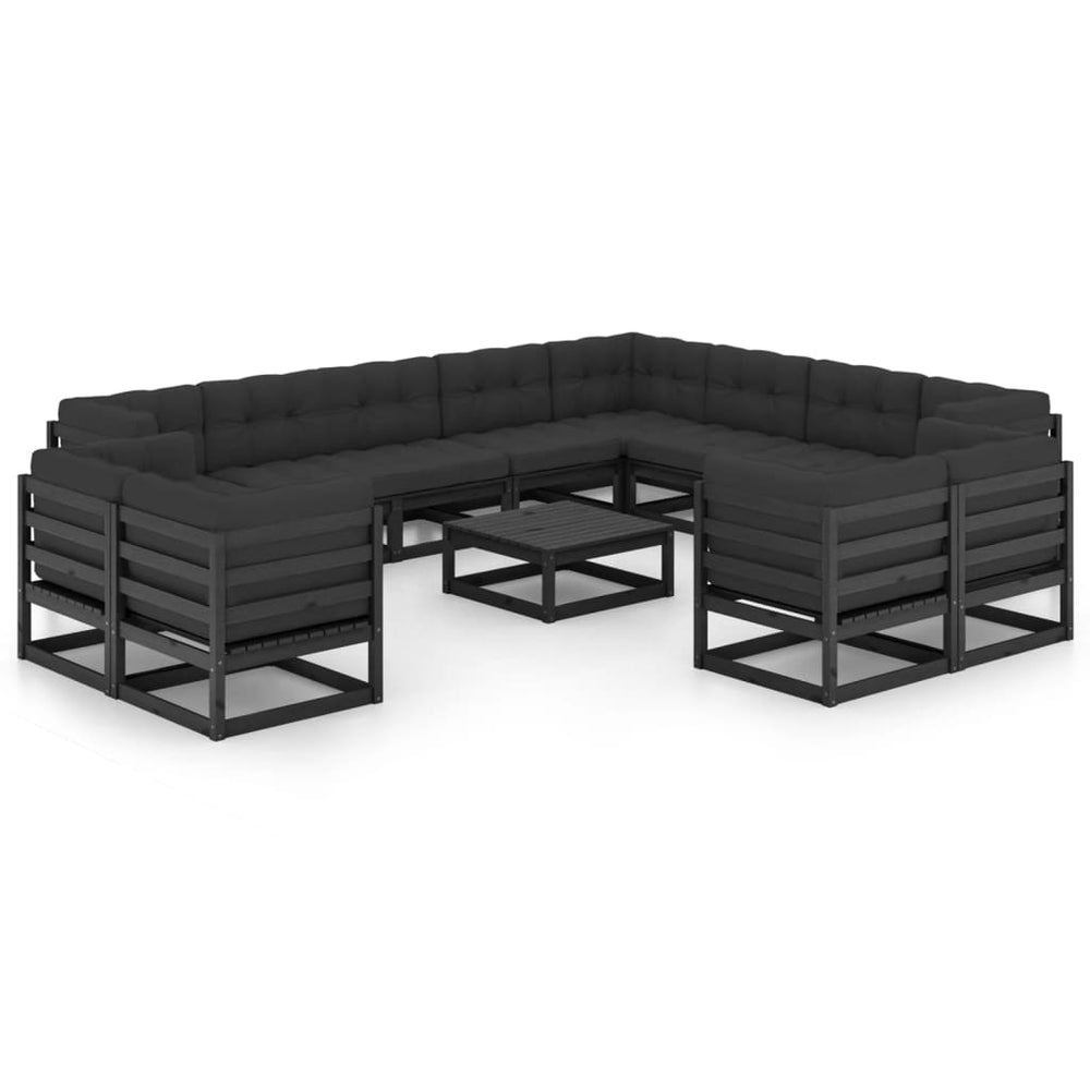 Vixl Set Mobilier Grădină Cu Perne, 13 Piese, , Lemn Masiv Pin