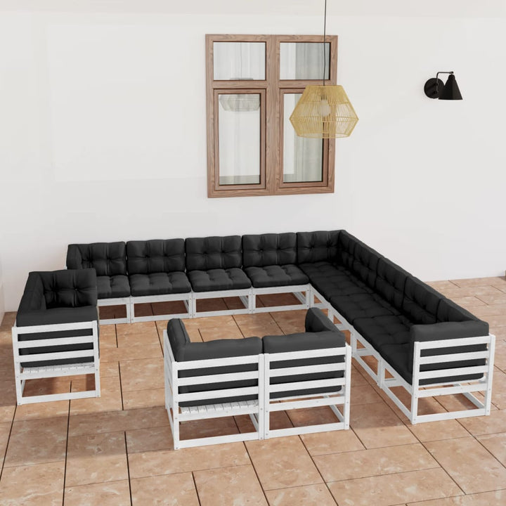 Vixl Set Mobilier De Grădină Cu Perne,13 Piese,,Lemn Masiv De Pin