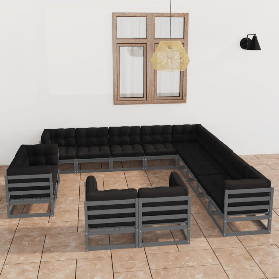 Vixl Set Mobilier De Grădină Cu Perne,13 Piese,,Lemn Masiv De Pin