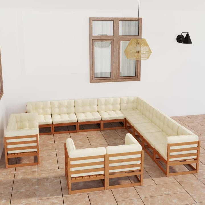 Vixl Set Mobilier De Grădină Cu Perne,13 Piese,,Lemn Masiv De Pin