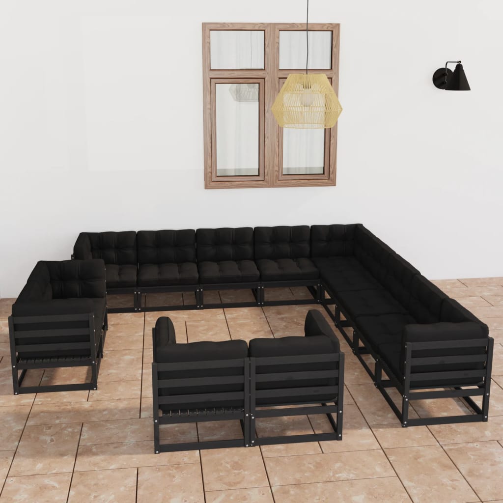 Vixl Set Mobilier De Grădină Cu Perne,13 Piese,,Lemn Masiv De Pin