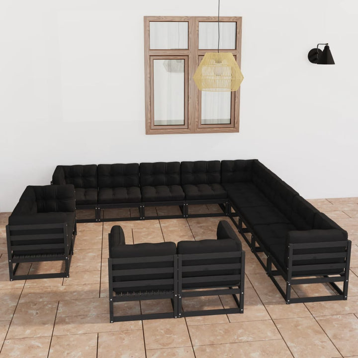 Vixl Set Mobilier De Grădină Cu Perne,13 Piese,,Lemn Masiv De Pin