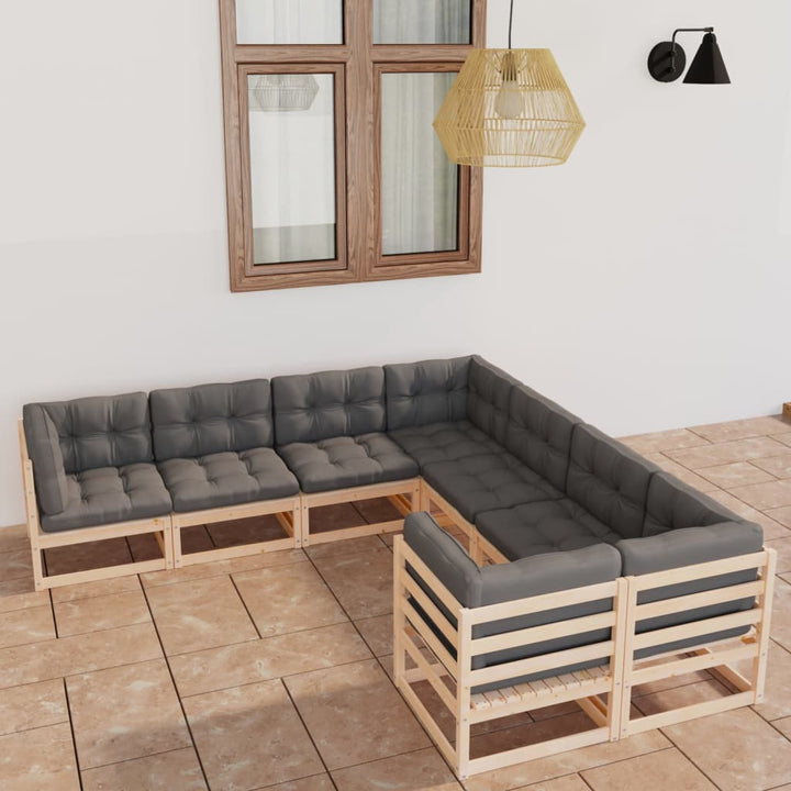 Vixl Set Mobilier Grădină Cu Perne, 8 Piese, Lemn Masiv De Pin