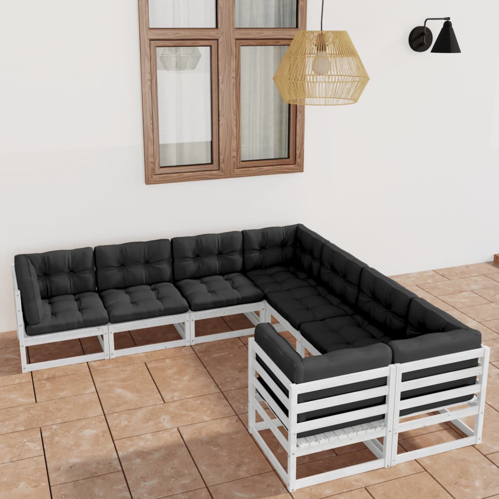 Vixl Set Mobilier Grădină Cu Perne, 8 Piese, Lemn Masiv De Pin