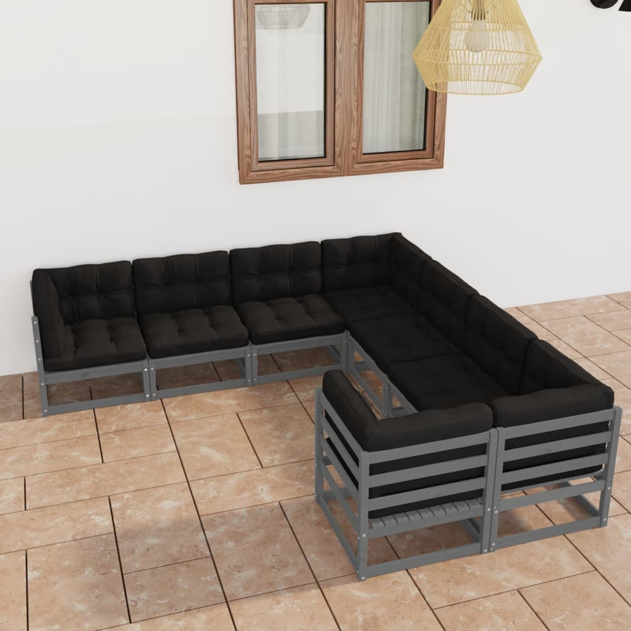 Vixl Set Mobilier Grădină Cu Perne, 8 Piese, Lemn Masiv De Pin