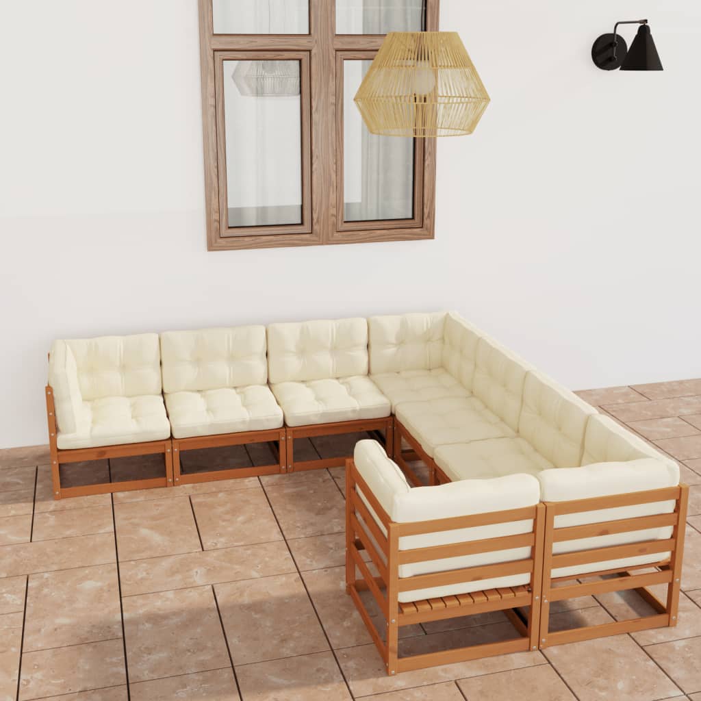 Vixl Set Mobilier Grădină Cu Perne, 8 Piese, Lemn Masiv De Pin