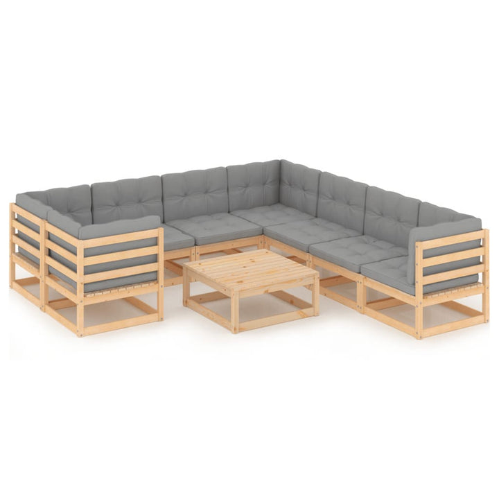 Vixl Set Mobilier Grădină Cu Perne Antracit, 9 Piese Lemn Masiv Pin