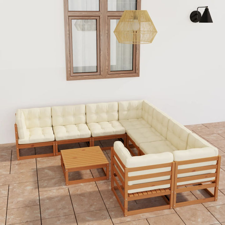 Vixl Set Mobilier Grădină Cu Perne Antracit, 9 Piese Lemn Masiv Pin