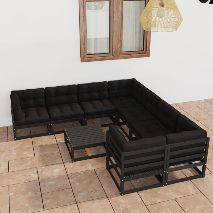 Vixl Set Mobilier Grădină Cu Perne Antracit, 9 Piese Lemn Masiv Pin