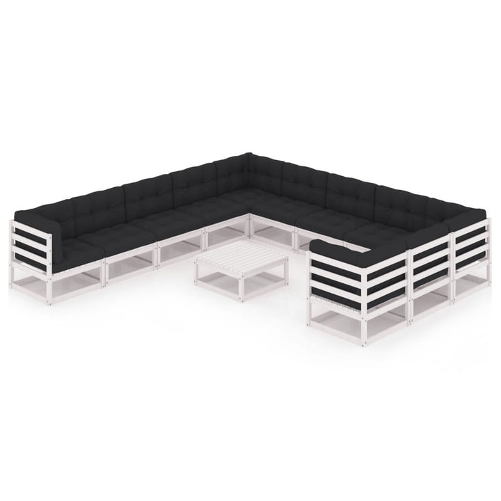 Vixl Set Mobilier Grădină&Perne 12 Piese Lemn Masiv Pin