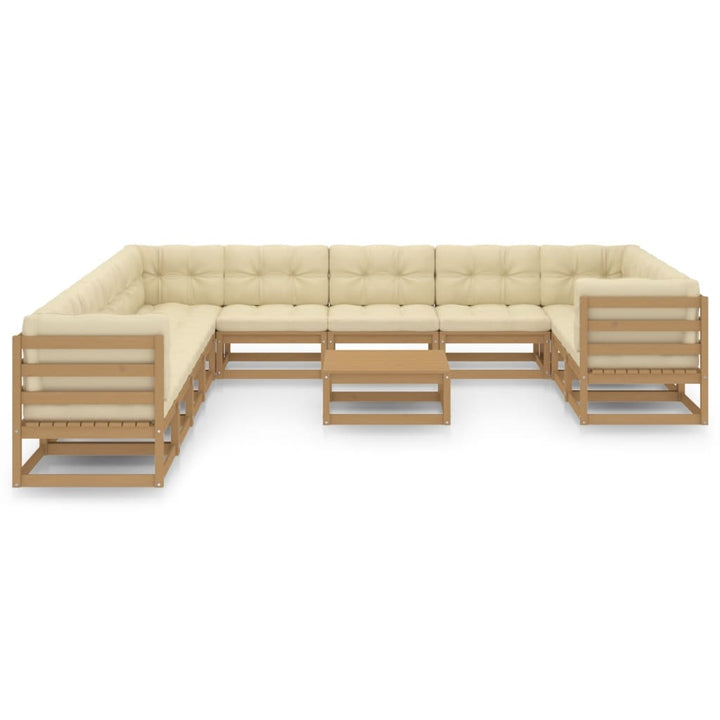 Vixl Set Mobilier Grădină&Perne 12 Piese Lemn Masiv Pin