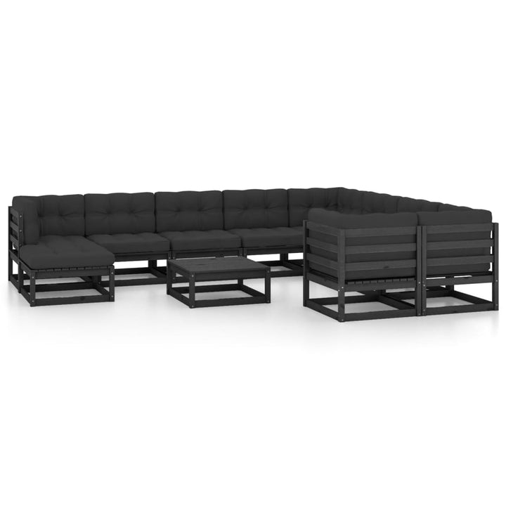 Vixl Set Mobilier Grădină Cu Perne, 11 Piese, , Lemn Masiv Pin