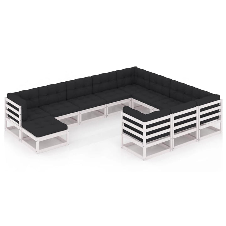 Vixl Set Mobilier Grădină Cu Perne, 11 Piese, Maro, Lemn Masiv Pin