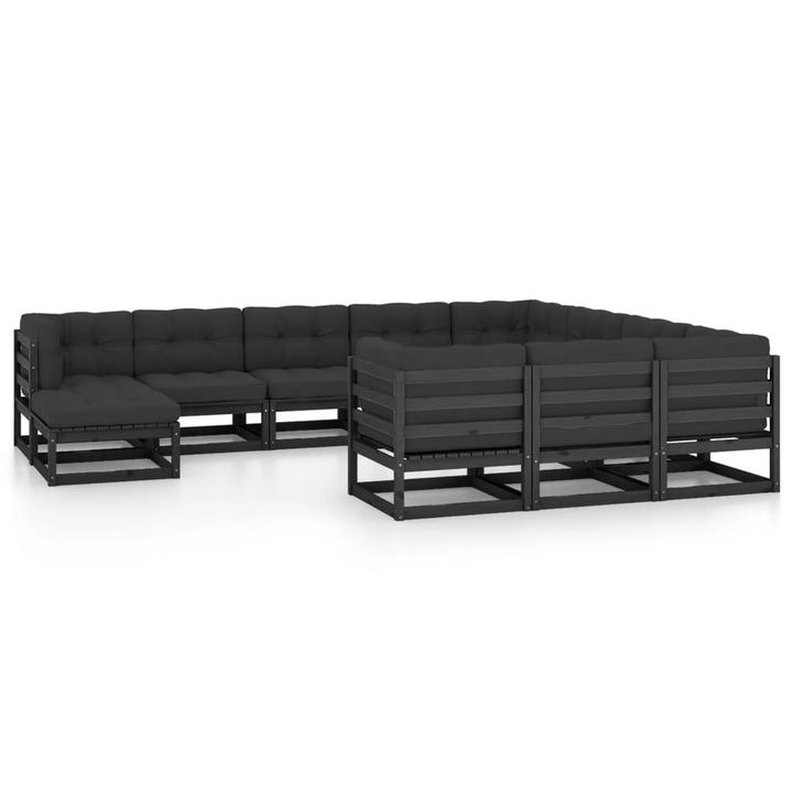 Vixl Set Mobilier Grădină Cu Perne, 11 Piese, Maro, Lemn Masiv Pin