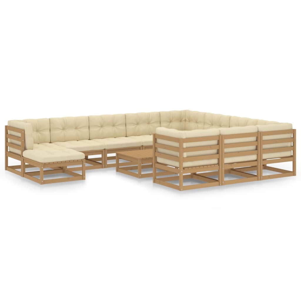 Vixl Set Mobilier Grădină Cu Perne, 12 Piese, Lemn Masiv De Pin
