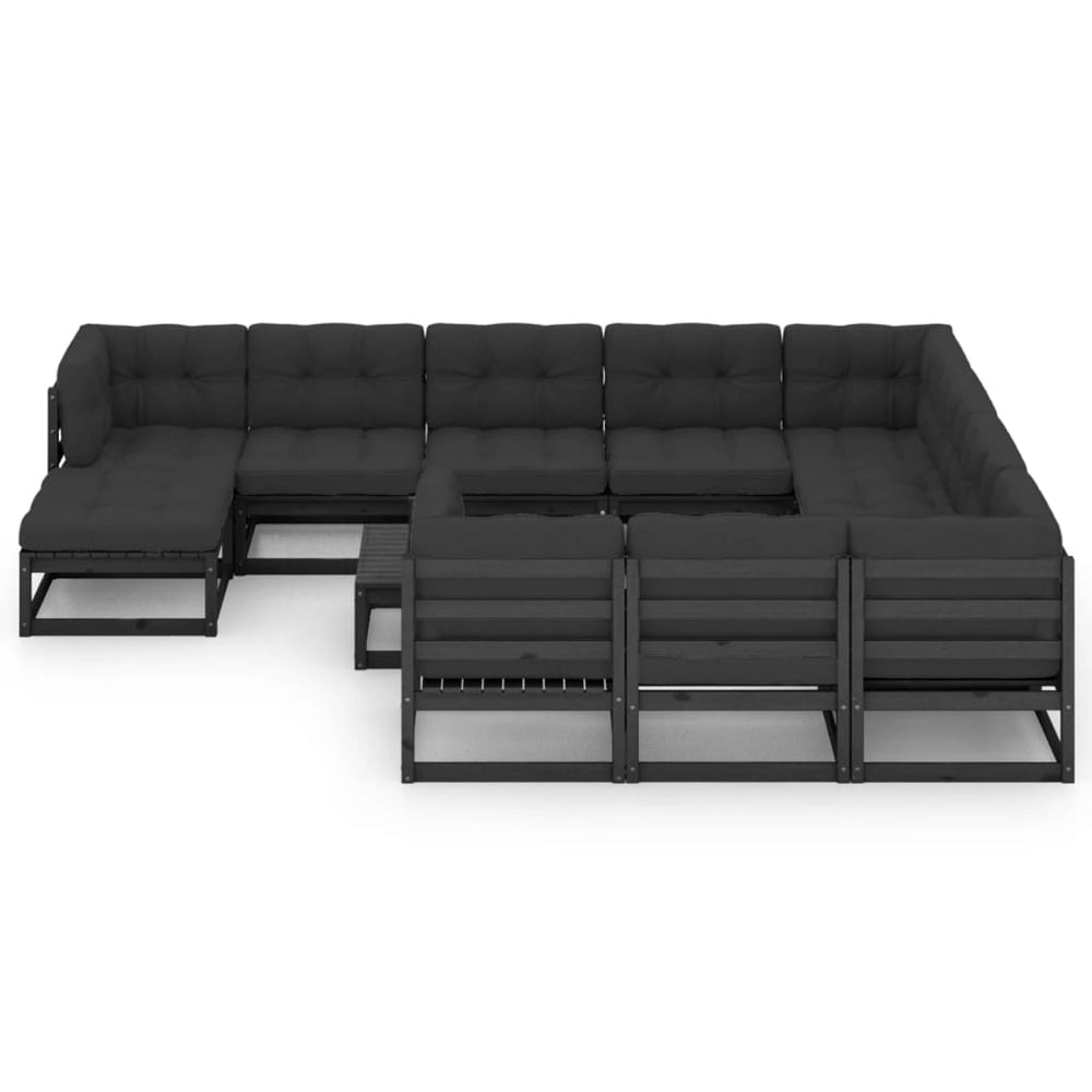 Vixl Set Mobilier Grădină Cu Perne, 12 Piese, Lemn Masiv De Pin