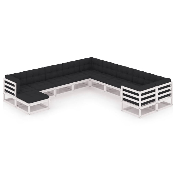 Vixl Set Mobilier Grădină Cu Perne, 11 Piese, Maro, Lemn Masiv Pin