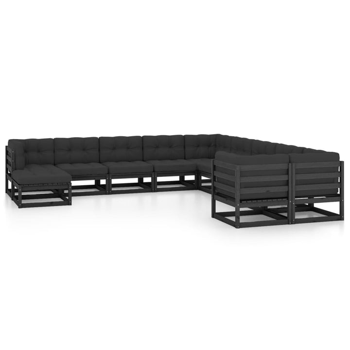 Vixl Set Mobilier Grădină Cu Perne, 11 Piese, Maro, Lemn Masiv Pin