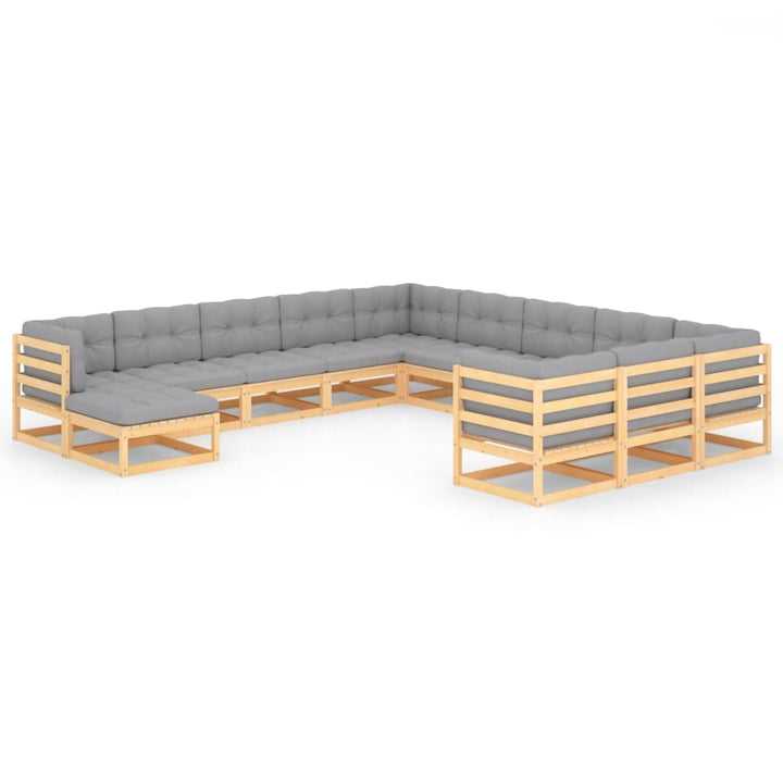 Vixl Set Mobilier Grădină Cu Perne Antracit, 12 Piese Lemn Masiv Pin
