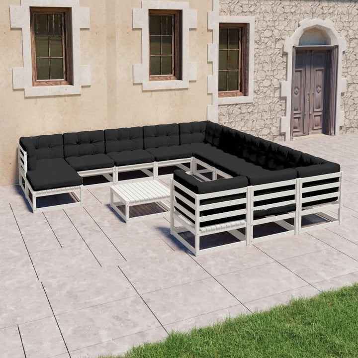 Vixl Set Mobilier Grădină Perne, 13 Piese, , Lemn Masiv Pin