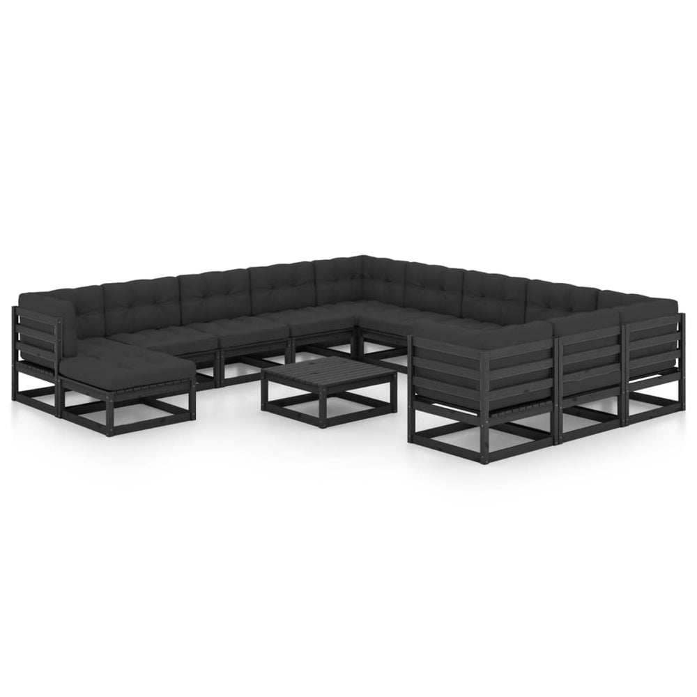Vixl Set Mobilier Grădină Perne, 13 Piese, , Lemn Masiv Pin