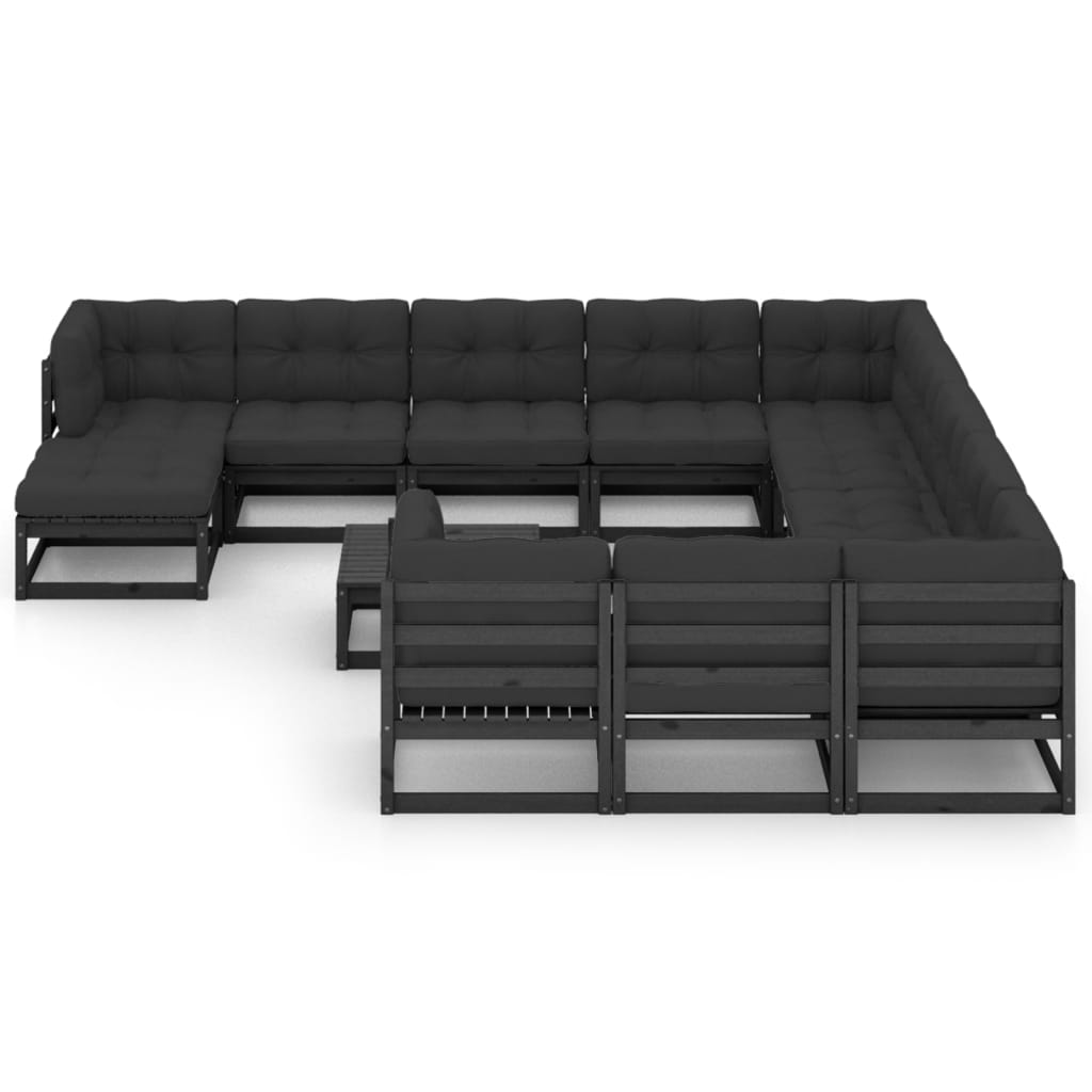 Vixl Set Mobilier Grădină Perne, 13 Piese, , Lemn Masiv Pin