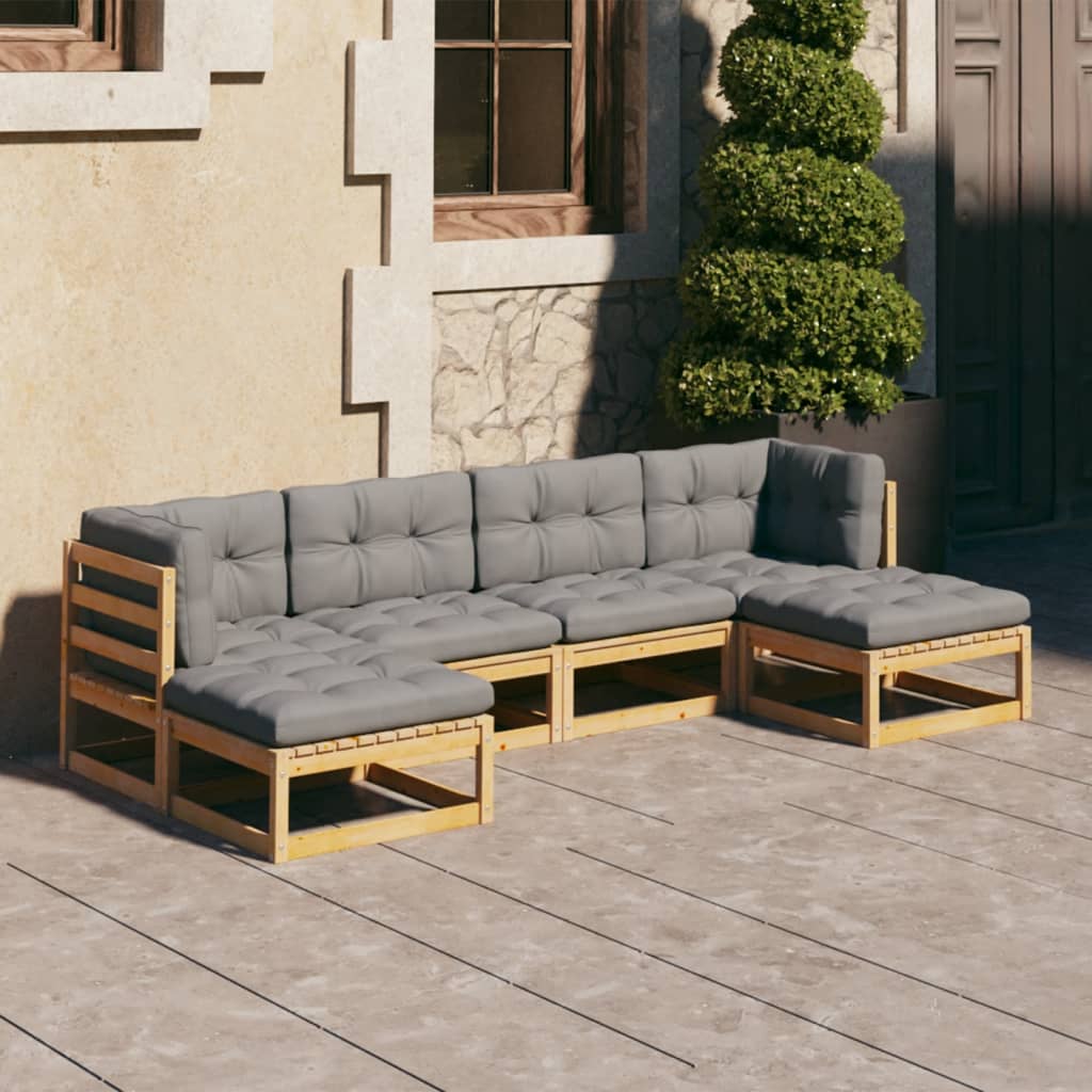 Vixl Set Mobilier Grădină Cu Perne, 6 Piese, , Lemn Masiv De Pin