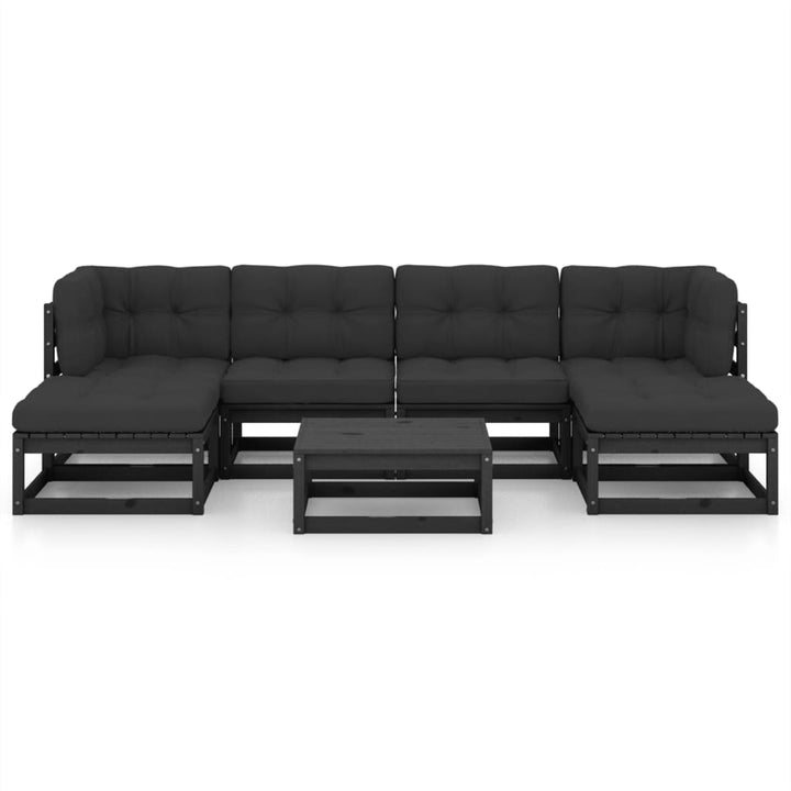 Vixl Set Mobilier Grădină Cu Perne, 7 Piese, , Lemn Masiv Pin
