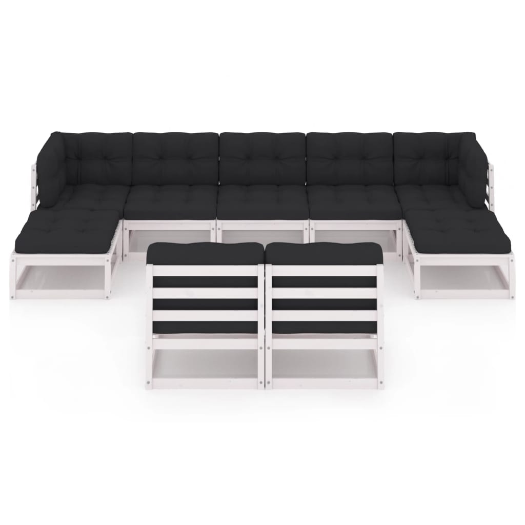 Vixl Set Mobilier Grădină Cu Perne, 9 Piese, Lemn Masiv De Pin