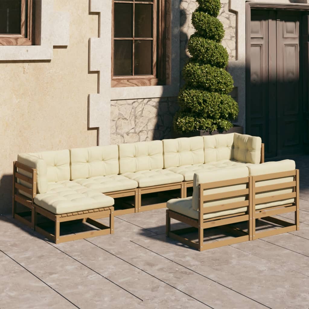 Vixl Set Mobilier Grădină Cu Perne, 9 Piese, Lemn Masiv De Pin