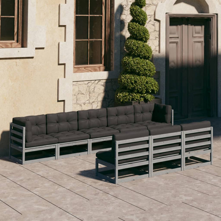 Set Mobilier Grădină, Perne, 8 Piese, Lemn Masiv Pin