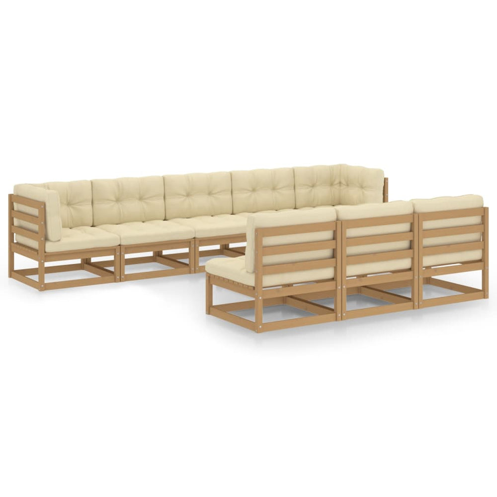Set Mobilier Grădină, Perne, 8 Piese, Lemn Masiv Pin
