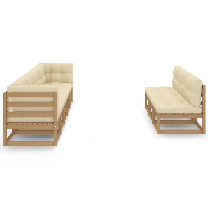 Set Mobilier Grădină, Perne, 8 Piese, Lemn Masiv Pin