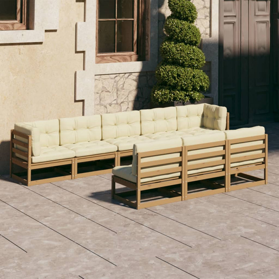 Set Mobilier Grădină, Perne, 8 Piese, Lemn Masiv Pin