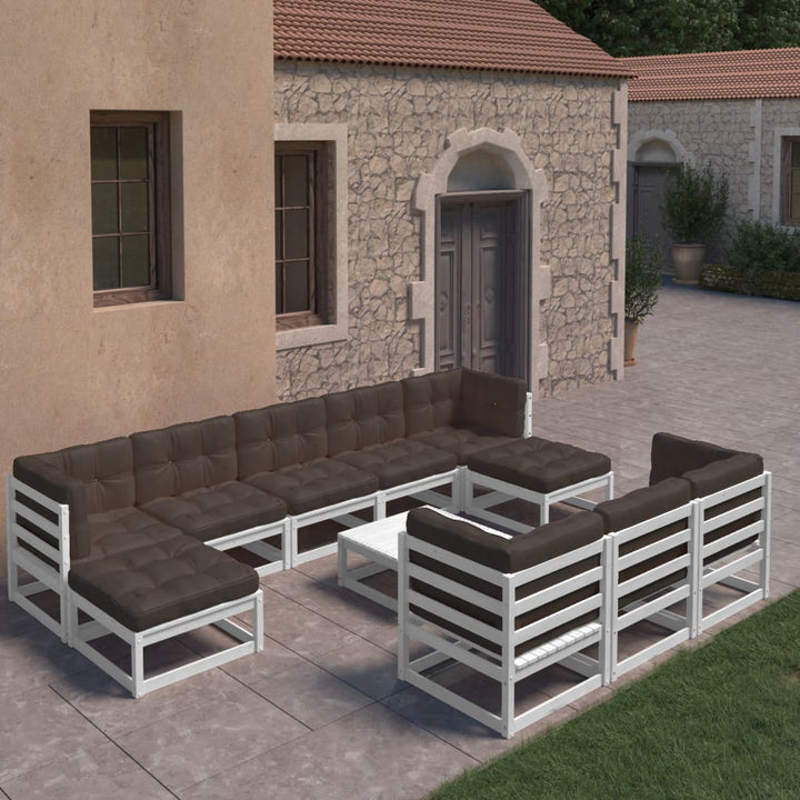 Vixl Set Mobilier Grădină Cu Perne, 11 Piese, Lemn Masiv De Pin