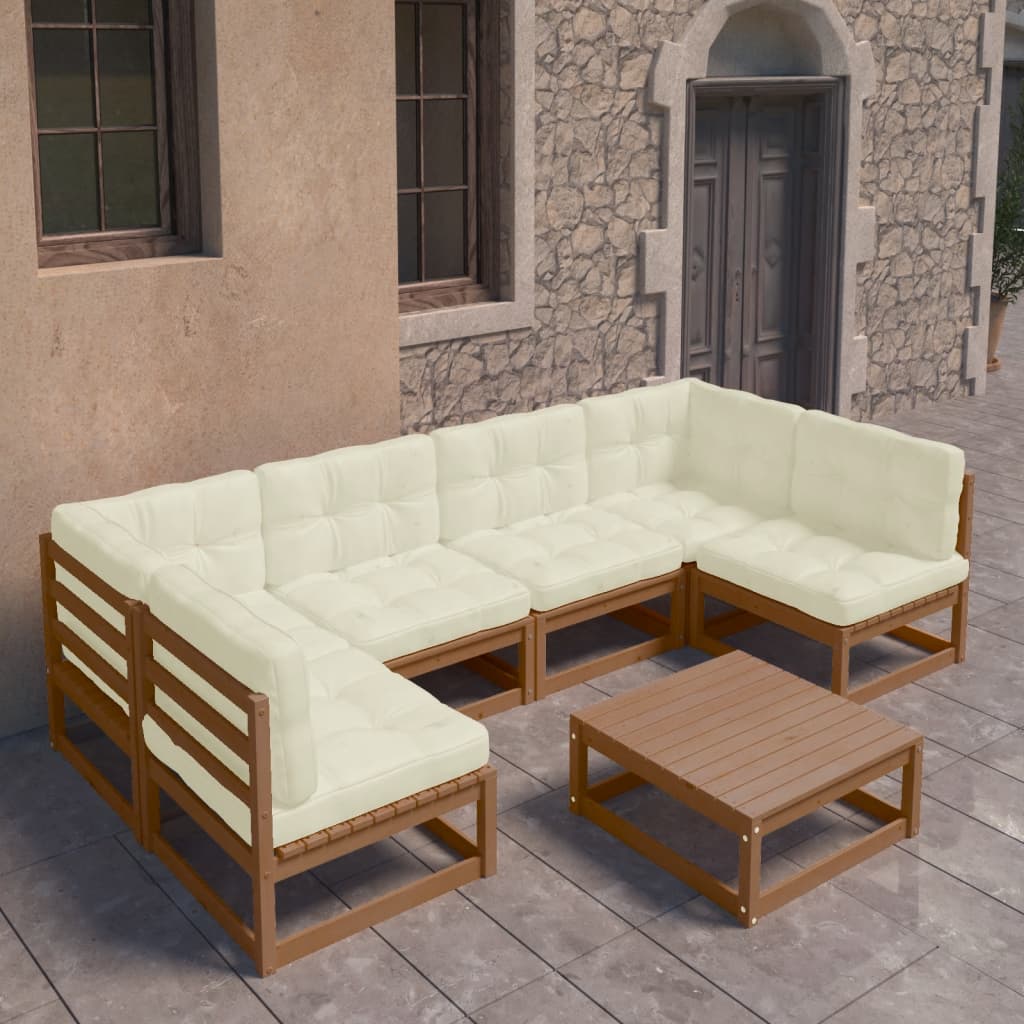 Vixl Set Mobilier Grădină Cu Perne Antracit, 7 Piese, Lemn Masiv Pin