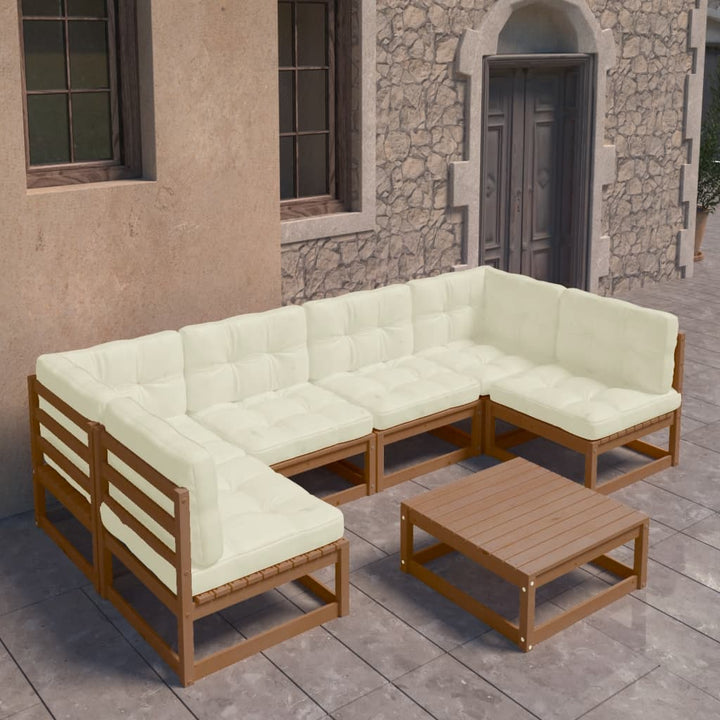 Vixl Set Mobilier Grădină Cu Perne Antracit, 7 Piese, Lemn Masiv Pin