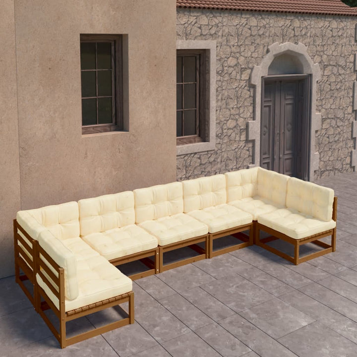 Vixl Set Mobilier De Grădină Cu Perne, 7 Piese, , Lemn Masiv Pin