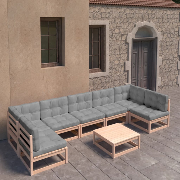 Vixl Set Mobilier Grădină, Perne, 8 Piese, Lemn Masiv Pin