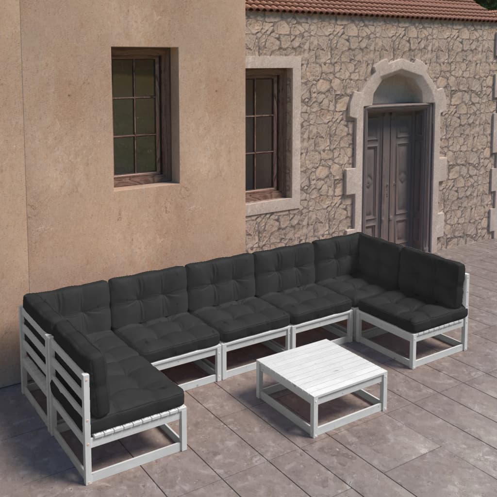 Vixl Set Mobilier Grădină, Perne, 8 Piese, Lemn Masiv Pin