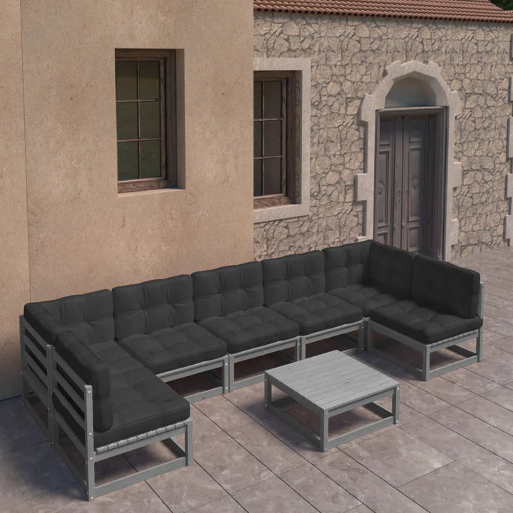 Vixl Set Mobilier Grădină, Perne, 8 Piese, Lemn Masiv Pin