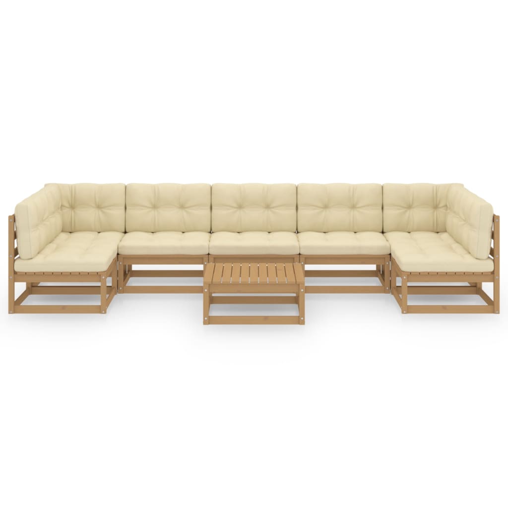 Vixl Set Mobilier Grădină, Perne, 8 Piese, Lemn Masiv Pin