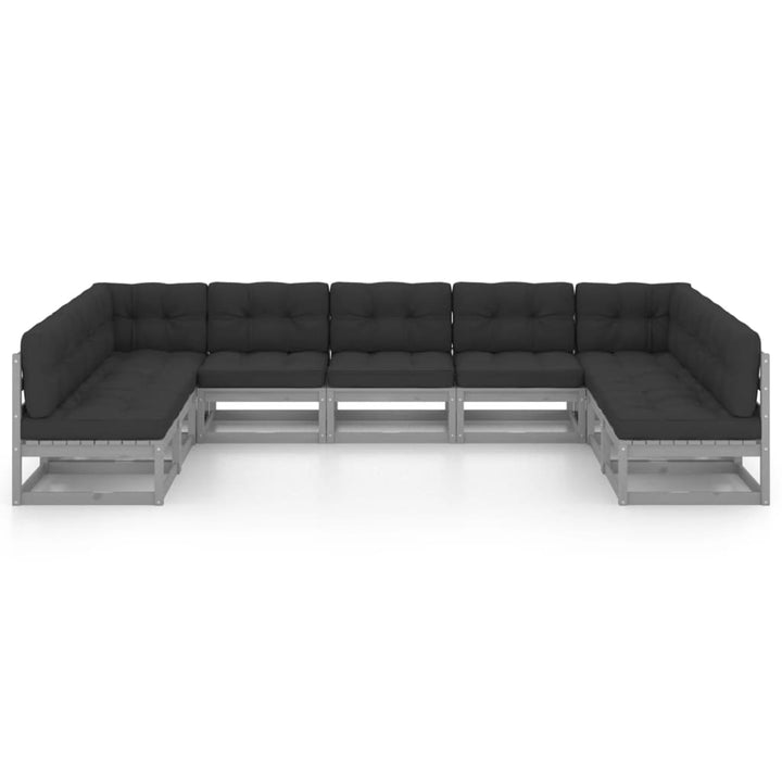 Vixl Set Mobilier Grădină Cu Perne, 9 Piese, , Lemn Masiv De Pin