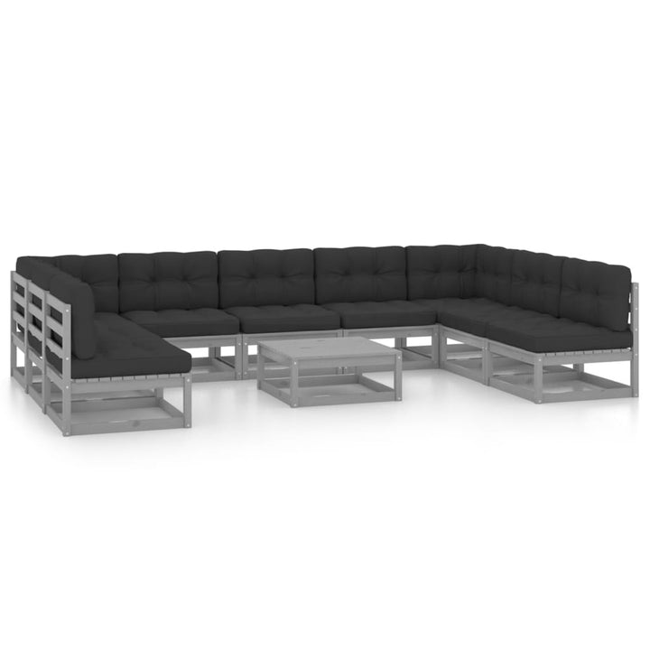 Vixl Set Șezlonguri Grădină Cu Perne, 10 Piese, , Lemn Masiv Pin